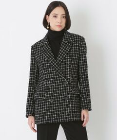 EPOCA / エポカ ノーカラージャケット | クロスチェック　ダブルブレストジャケット