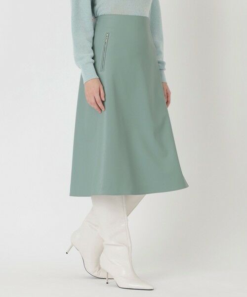 EPOCA / エポカ ロング・マキシ丈スカート | シンセティックレザー　セミフレアスカート（グリーン1）