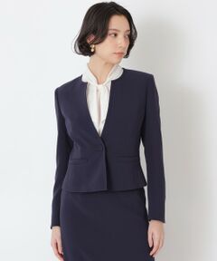 EPOCA / エポカ ノーカラージャケット | コンパクトダブルクロス　ノーカラージャケット