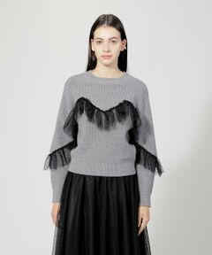 EPOCA / エポカ ニット・セーター | 【EPOCA STORIA】ドットチュールコンビ ニットプルオーバー《WEB＆EPOCA THE SHOP店舗限定》