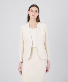 EPOCA / エポカ ノーカラージャケット | 【EPOCA DI BASE】 ウールシルクダブルクロス ノーカラージャケット 《WEB＆一部店舗限定》