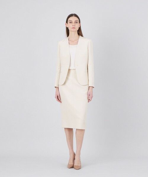 EPOCA / エポカ ノーカラージャケット | 【EPOCA DI BASE】 ウールシルクダブルクロス ノーカラージャケット 《WEB&一部店舗限定》 | 詳細1