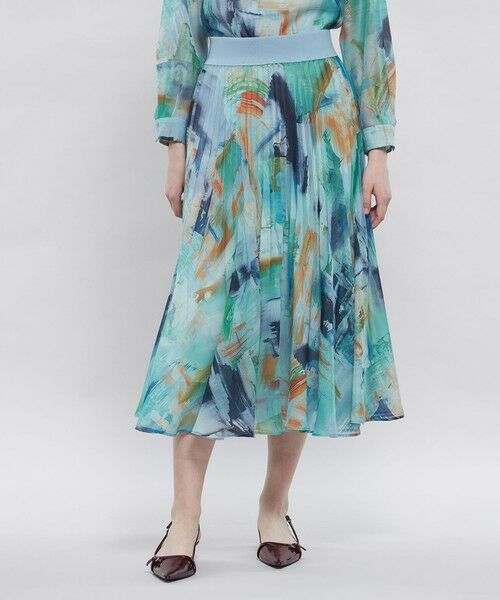 EPOCA / エポカ ロング・マキシ丈スカート | カラーグラフィカルプリント プリーツスカート | 詳細9