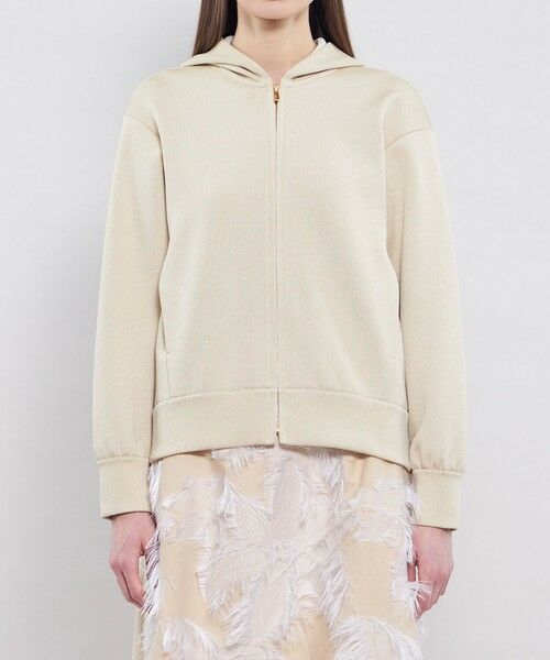 EPOCA / エポカ ノーカラージャケット | メタルライクヤーンニット ジップアップフーディー | 詳細3