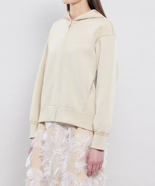 EPOCA / エポカ ノーカラージャケット | メタルライクヤーンニット ジップアップフーディー | 詳細4