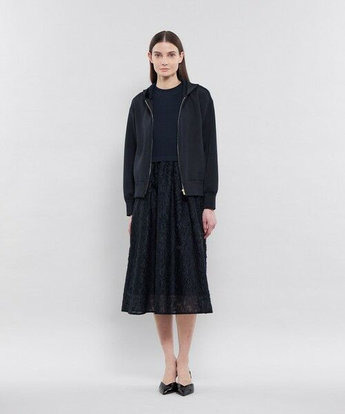 EPOCA / エポカ ノーカラージャケット | メタルライクヤーンニット ジップアップフーディー | 詳細1