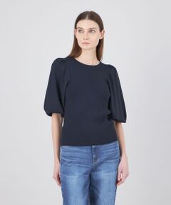 美品 エポカ ラマリア 春夏 ニット トップス 46 2L XL ネイビー グロッシーレースコンビ ニットカーディガン(トップス)｜EPOCA