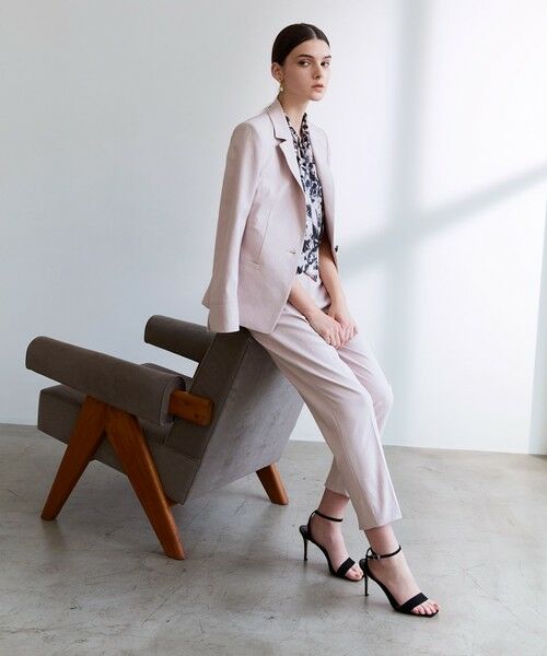 エポカ　ドライノーカラ－ジャケット　グレージュ　40　美品✨ 24 TWENTY FOUR Noble】 ノーカラージャケット(ジャケット