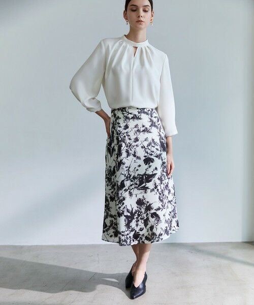 EPOCA / エポカ シャツ・ブラウス | ストレッチバックサテン スタンドカラーブラウス | 詳細1