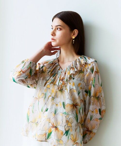 EPOCA / エポカ シャツ・ブラウス | ウォーターカラーフラワープリント ラッフルブラウス | 詳細1