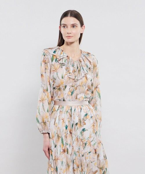 EPOCA / エポカ シャツ・ブラウス | ウォーターカラーフラワープリント ラッフルブラウス | 詳細11