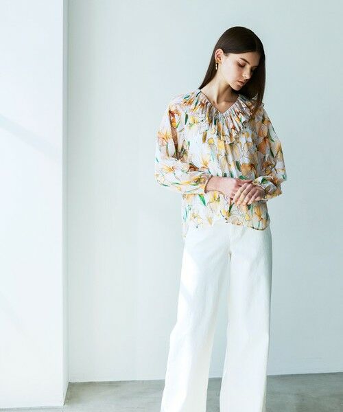 EPOCA / エポカ シャツ・ブラウス | ウォーターカラーフラワープリント ラッフルブラウス | 詳細2