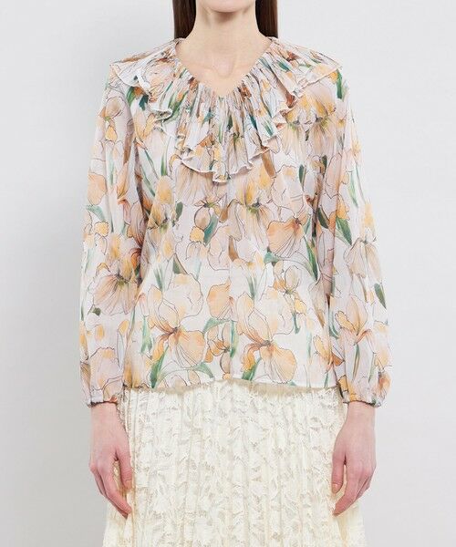 EPOCA / エポカ シャツ・ブラウス | ウォーターカラーフラワープリント ラッフルブラウス | 詳細4