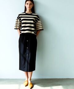 【極美品】EPOCA　エポカ　ペプラム　セットアップ　スカート　黒　伸縮性あり ボリュームイレヘムミドルスカート[品番：IGAW0005874]｜axes