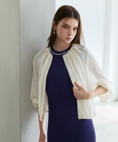 EPOCA / エポカ ノーカラージャケット | カラミメッシュ シアーライトブルゾン