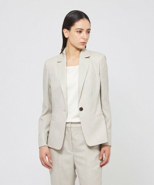 EPOCA / エポカ ノーカラージャケット | スラブストレッチ テーラードジャケット(ベージュ1)