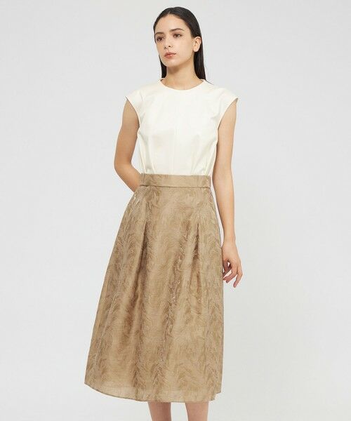 EPOCA / エポカ ロング・マキシ丈ワンピース | シアージャカード ドッキングドレス(ベージュ1)