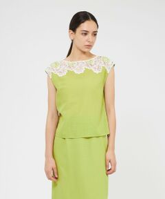 EPOCA / エポカ シャツ・ブラウス | バイカラーエンブロイダリー フレンチスリーブブラウス