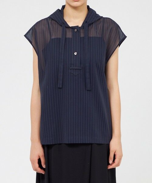 EPOCA / エポカ シャツ・ブラウス | シアーストライプ フーディーブラウス | 詳細6