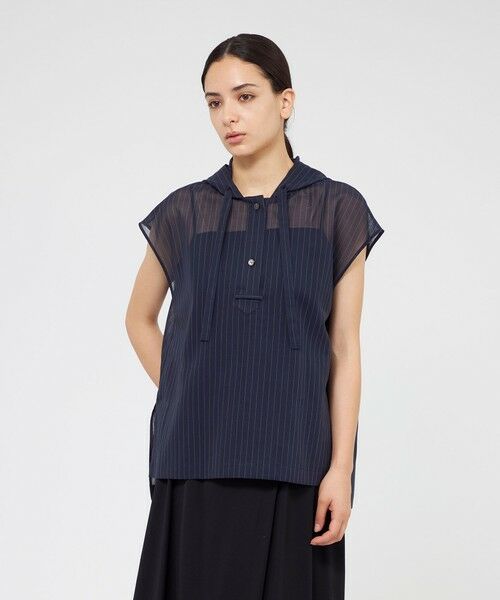 EPOCA / エポカ シャツ・ブラウス | シアーストライプ フーディーブラウス | 詳細14