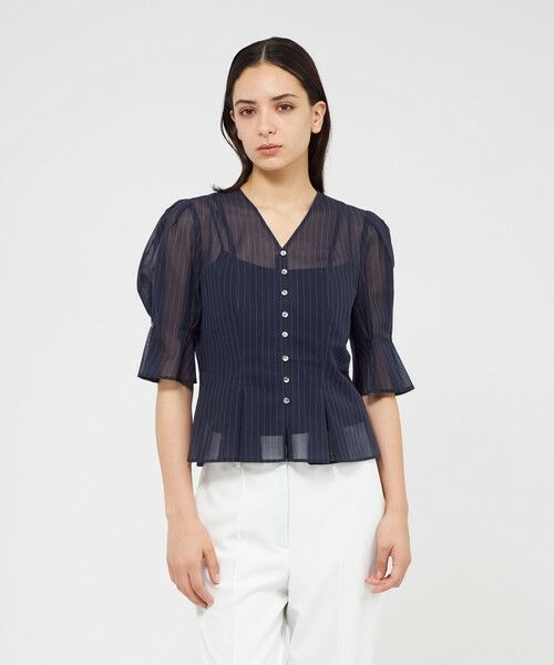 EPOCA / エポカ シャツ・ブラウス | シアーストライプ タックデザインブラウス | 詳細11