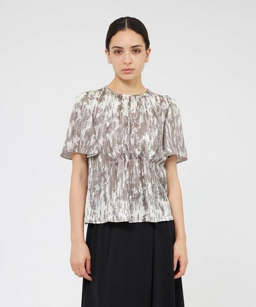 EPOCA / エポカ シャツ・ブラウス | アブストラクトプリント フレアスリーブブラウス(ベージュ1)