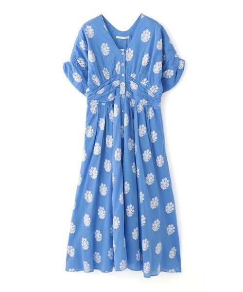 EPOCA / エポカ ロング・マキシ丈ワンピース | 【ne quittez pas】プリントウエストギャザードレス《WEB＆EPOCA THE SHOP店舗限定》（ブルー5）