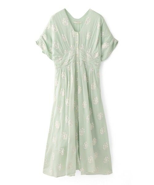 EPOCA / エポカ ロング・マキシ丈ワンピース | 【ne quittez pas】プリントウエストギャザードレス《WEB＆EPOCA THE SHOP店舗限定》（グリーン3）