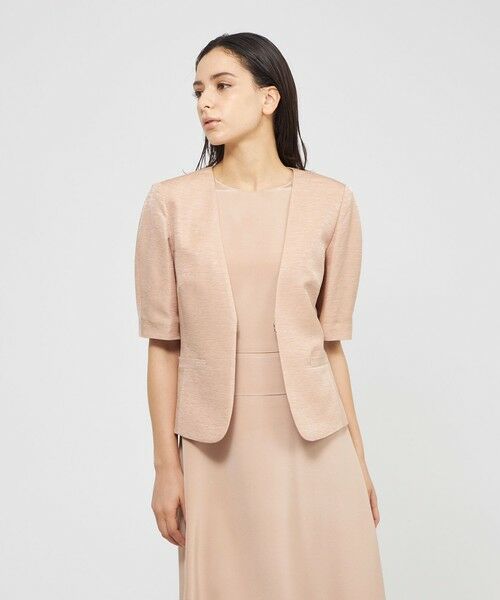 EPOCA / エポカ ノーカラージャケット | 【EPOCA DI BASE】 シルクツムギジャカード ノーカラージャケット 《WEB&一部店舗限定》(ピンク5)