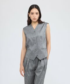 EPOCA / エポカ ノーカラージャケット | リネンブレンド ジレトップス