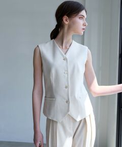 EPOCA / エポカ ノーカラージャケット | リネンブレンド ジレトップス