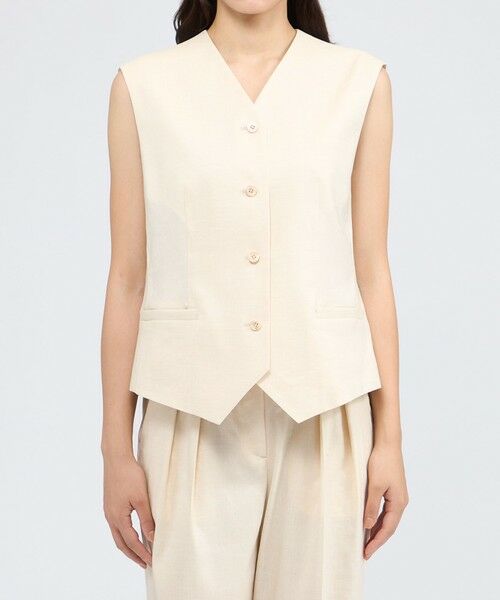 EPOCA / エポカ ノーカラージャケット | リネンブレンド ジレトップス | 詳細5