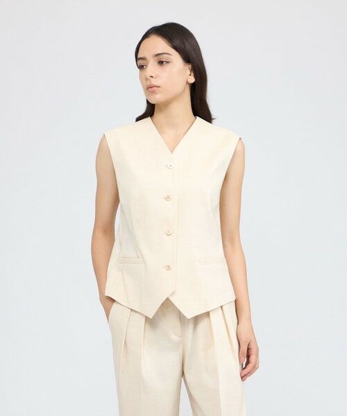 EPOCA / エポカ ノーカラージャケット | リネンブレンド ジレトップス | 詳細14