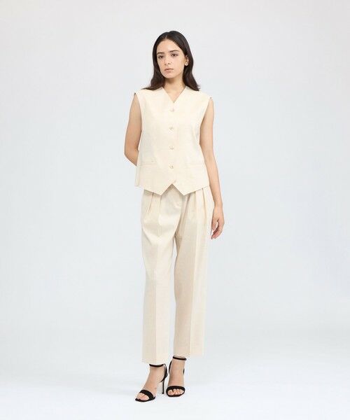 EPOCA / エポカ ノーカラージャケット | リネンブレンド ジレトップス | 詳細4