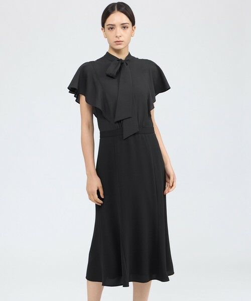 EPOCA / エポカ ロング・マキシ丈ワンピース | シフォンコンビ デザインドレス(ブラック1)