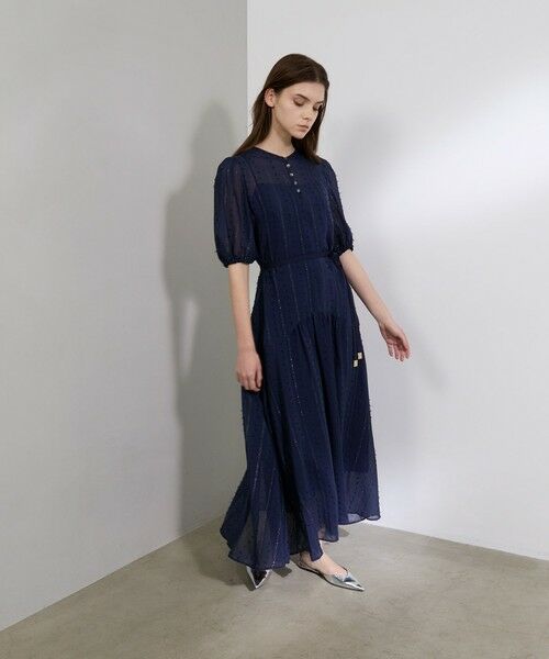 EPOCA / エポカ ロング・マキシ丈ワンピース | ラメストライプジャカード フレアマキシドレス | 詳細1