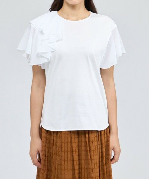 エポカ　シフォン袖　Tシャツ　40 エポカ シフォン袖 Tシャツ 40 コットンジャージーコンビ ロゴT