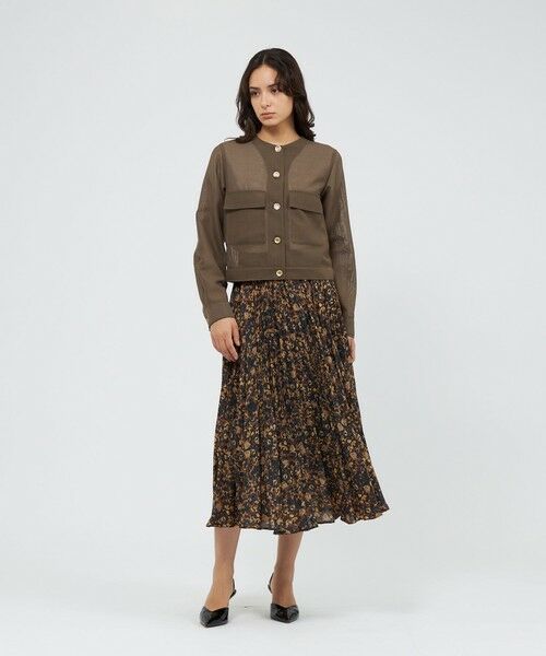 EPOCA / エポカ ノーカラージャケット | カラミメッシュ シアーブルゾン | 詳細3