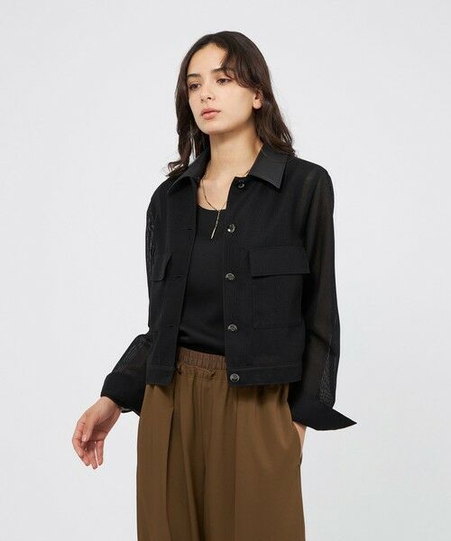 EPOCA / エポカ ノーカラージャケット | カラミメッシュ シアーブルゾン | 詳細5