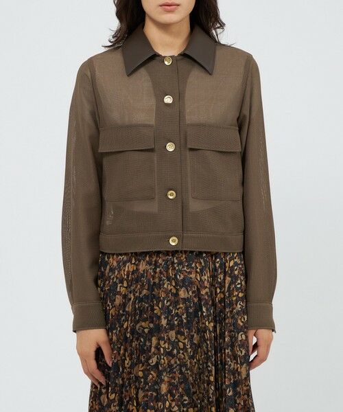 EPOCA / エポカ ノーカラージャケット | カラミメッシュ シアーブルゾン | 詳細6