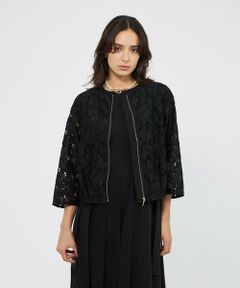 EPOCA / エポカ ノーカラージャケット | フラワーコードレース ドロストブルゾン