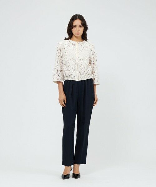 EPOCA / エポカ ノーカラージャケット | フラワーコードレース ドロストブルゾン | 詳細3