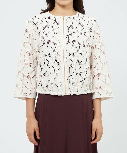 EPOCA / エポカ ノーカラージャケット | フラワーコードレース ドロストブルゾン | 詳細4