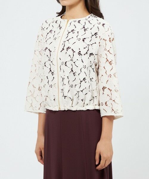 EPOCA / エポカ ノーカラージャケット | フラワーコードレース ドロストブルゾン | 詳細5