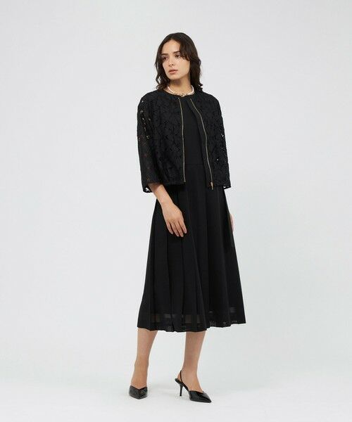 EPOCA / エポカ ノーカラージャケット | フラワーコードレース ドロストブルゾン | 詳細1