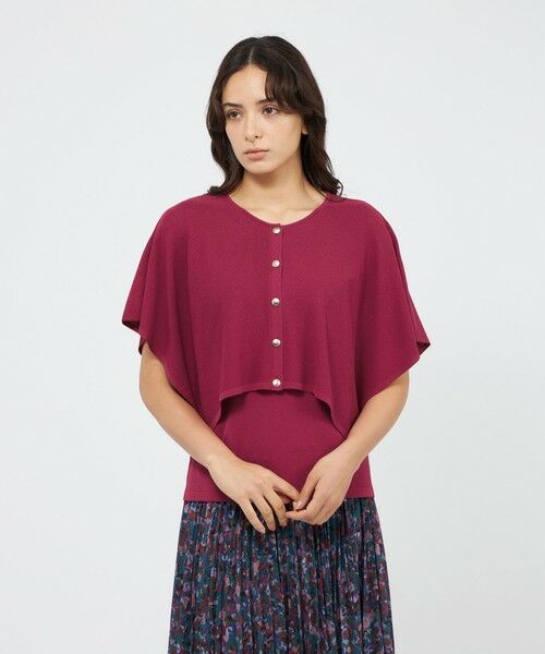 EPOCA/エポカ ドライストレッチ レイヤードケープニットプルオーバー ピンク3 40