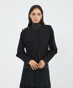 EPOCA / エポカ ノーカラージャケット | ライトウールツイル クロップドジャケット