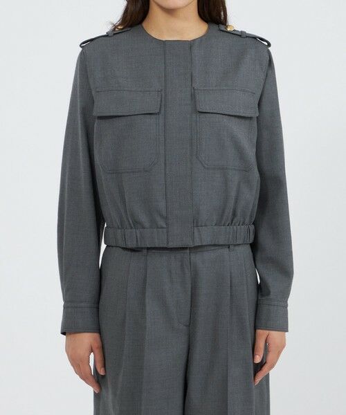 EPOCA / エポカ ノーカラージャケット | ライトウールツイル クロップドジャケット | 詳細3