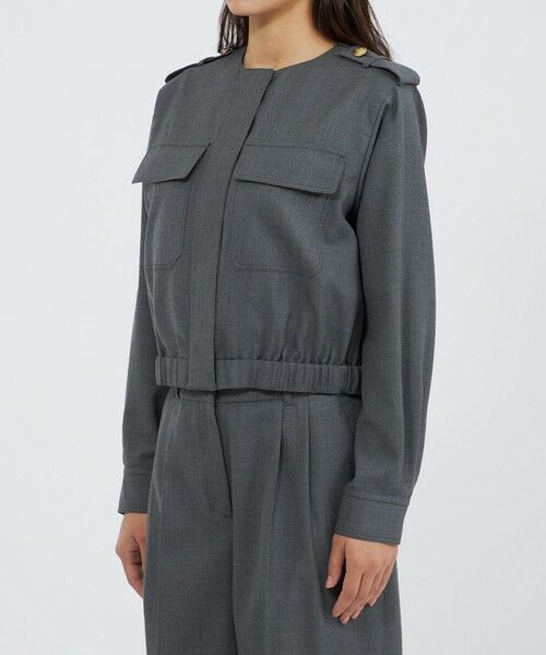 EPOCA / エポカ ノーカラージャケット | ライトウールツイル クロップドジャケット | 詳細4