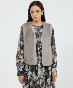 EPOCA / エポカ ノーカラージャケット | エコファーVネックジレ